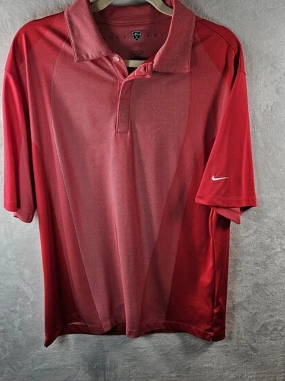 Nike Golf Dri-Fit Short Sleeve Polo Shirt Red Tonal Mesh Panel Men's Size Large